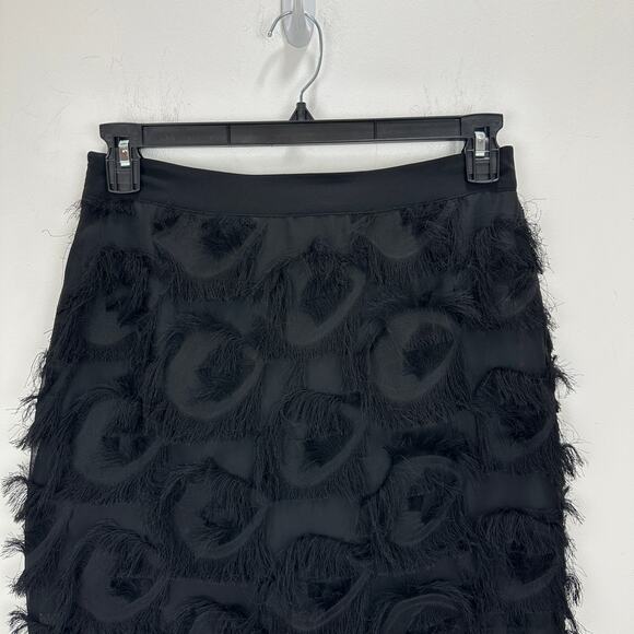 Marella Demien Mini Skirt Black Fringe High Waist Party Straight Pencil US 6 NWT - Picture 11 of 16